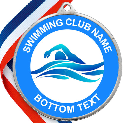 Double sided Swimming Medal - Silver
