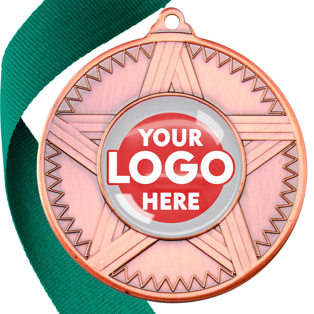 50mm Striped Star Design Medals on Ribbons