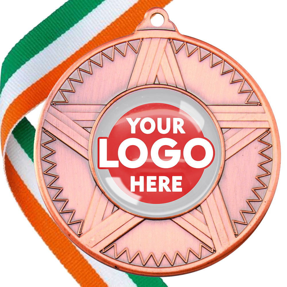 50mm Striped Star Design Medals on Ribbons