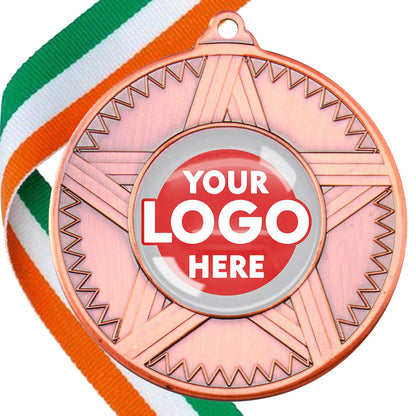 50mm Striped Star Design Medals on Ribbons