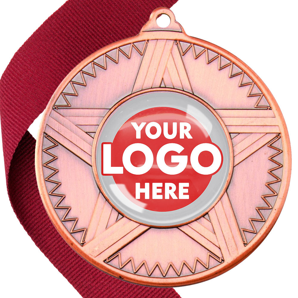 50mm Striped Star Design Medals on Ribbons