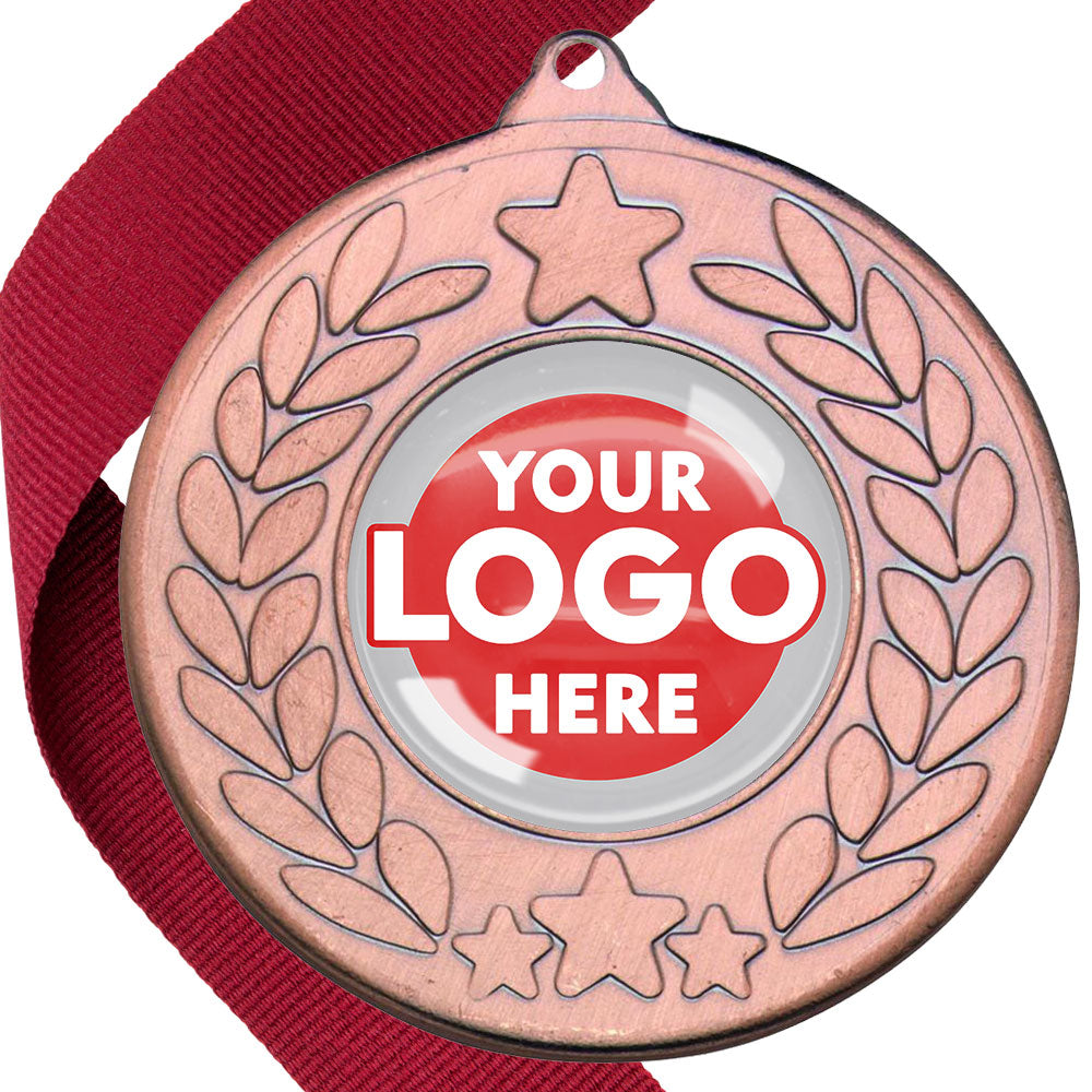 The Glossy 50mm Classic Star Medal on a Ribbon MINIMUM ORDER 100