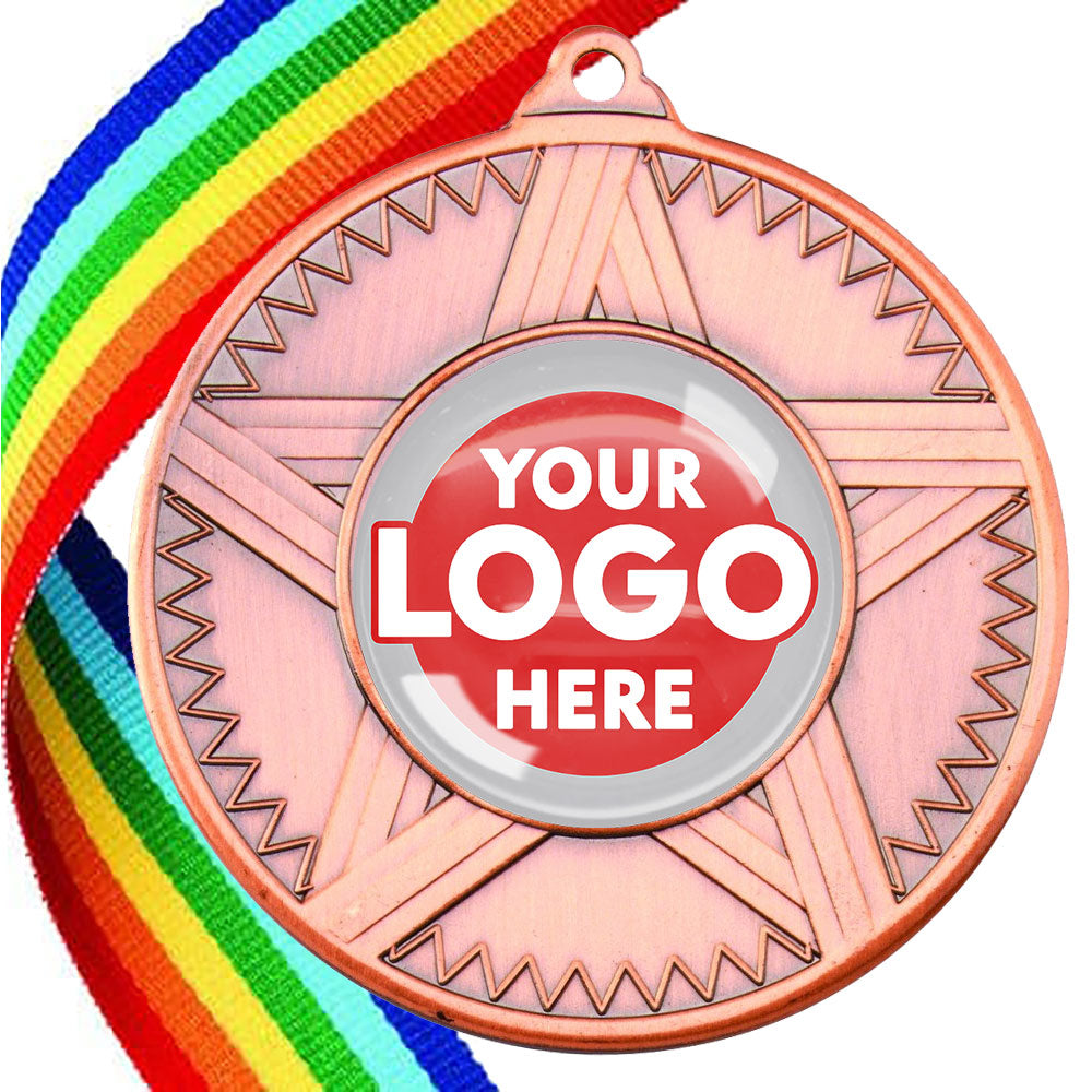 50mm Striped Star Design Medals on Ribbons