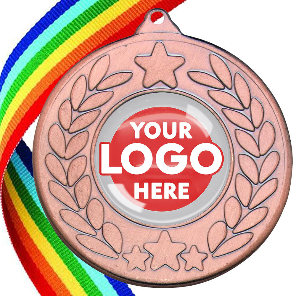 The Glossy 50mm Classic Star Medal on a Ribbon MINIMUM ORDER 100