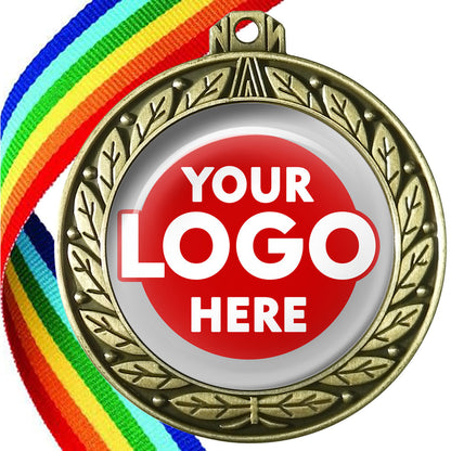 70mm Deluxe Antique Medal on a Ribbon (Laurel Leaf) MJ1070