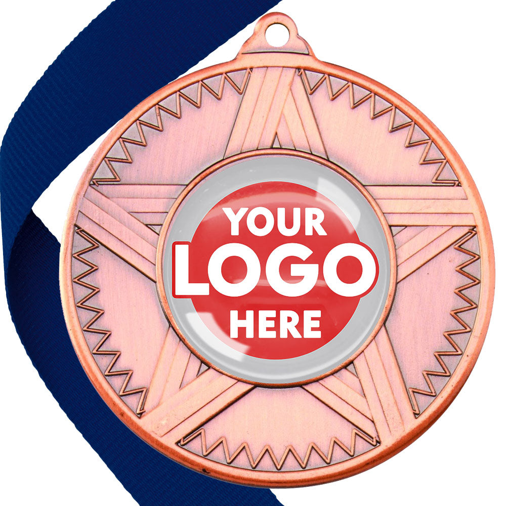 50mm Striped Star Design Medals on Ribbons