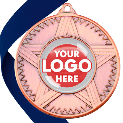 50mm Striped Star Design Medals on Ribbons