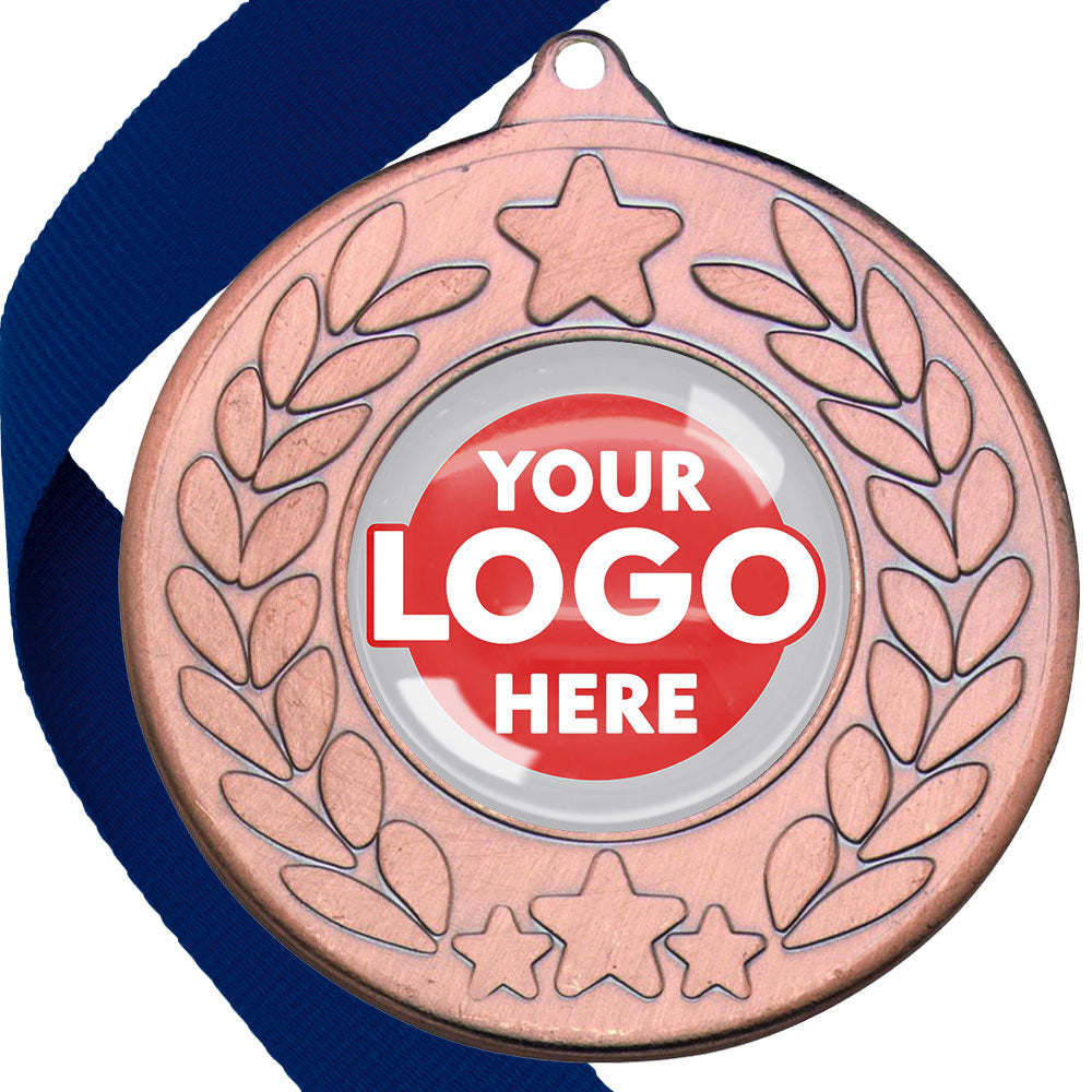 The Glossy 50mm Classic Star Medal on a Ribbon MINIMUM ORDER 100