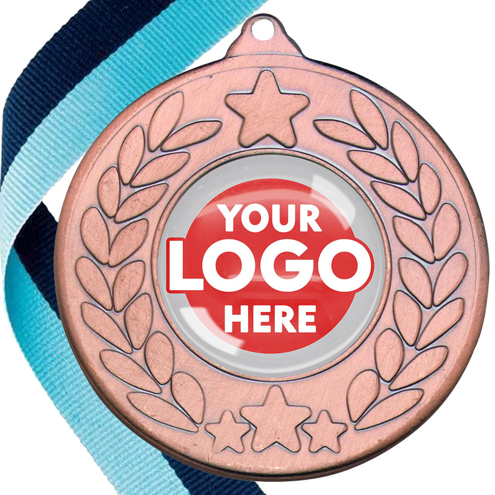 The Glossy 50mm Classic Star Medal on a Ribbon MINIMUM ORDER 100
