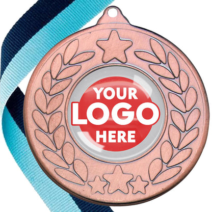 The Glossy 50mm Classic Star Medal on a Ribbon MINIMUM ORDER 100