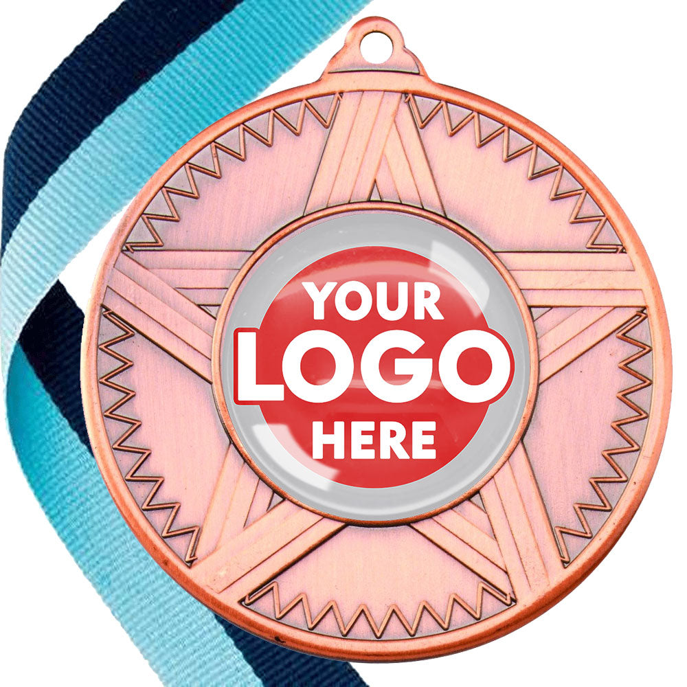 50mm Striped Star Design Medals on Ribbons