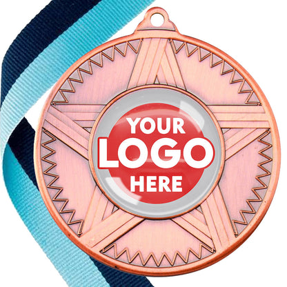 50mm Striped Star Design Medals on Ribbons