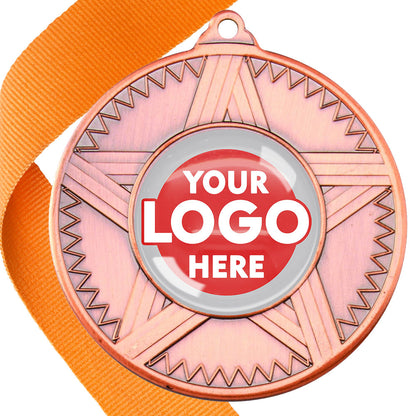 50mm Striped Star Design Medals on Ribbons