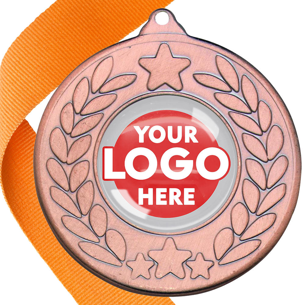 The Glossy 50mm Classic Star Medal on a Ribbon MINIMUM ORDER 100