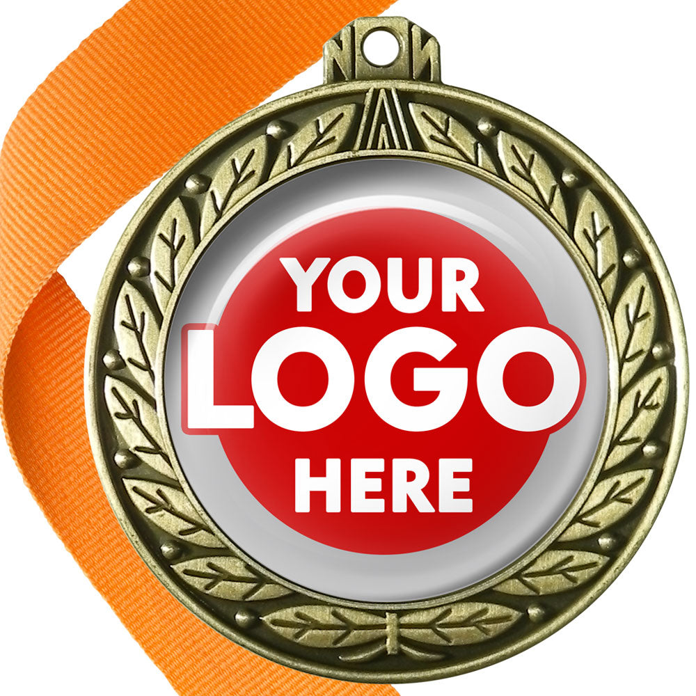 70mm Deluxe Antique Medal on a Ribbon (Laurel Leaf) MJ1070