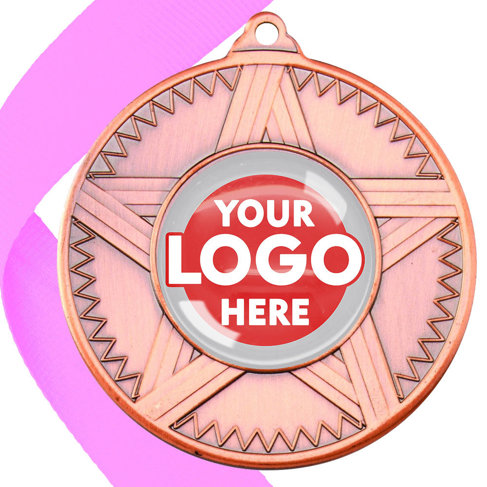 50mm Striped Star Design Medals on Ribbons