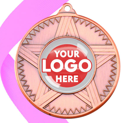 50mm Striped Star Design Medals on Ribbons