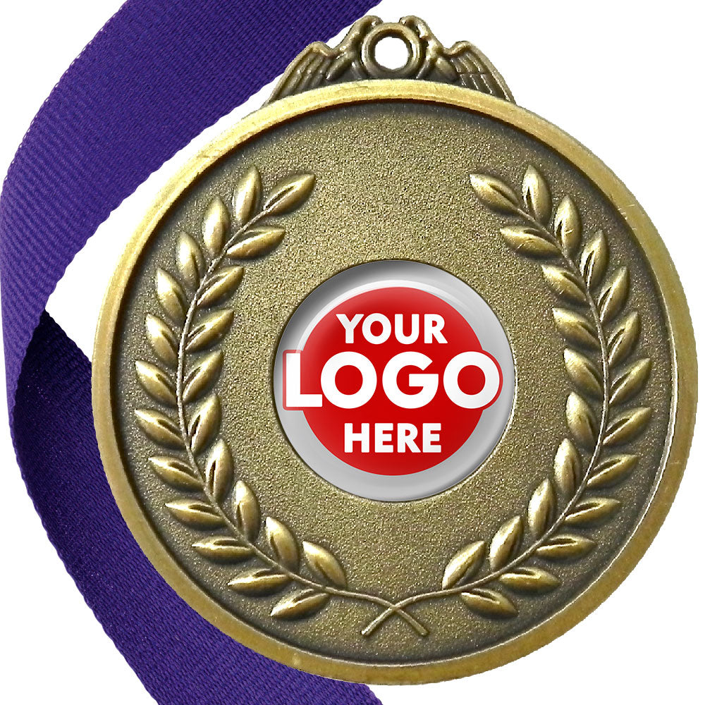 65mm Antique Laurel Wreath Medal On A Ribbon (MJ1065)