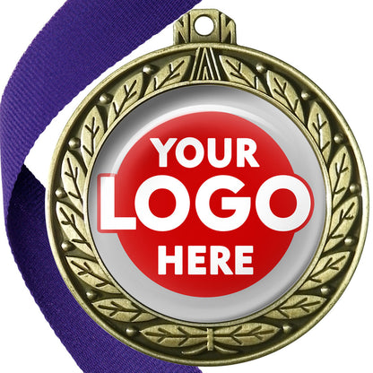 70mm Deluxe Antique Medal on a Ribbon (Laurel Leaf) MJ1070