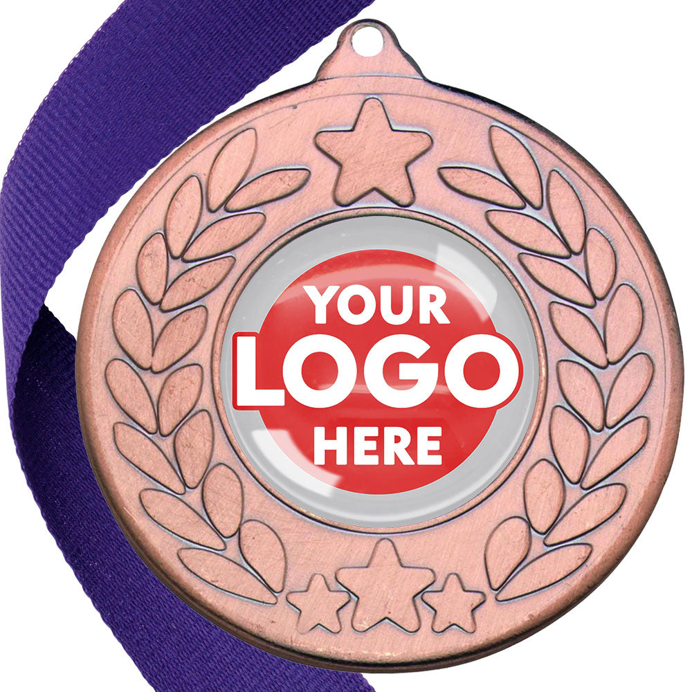 The Glossy 50mm Classic Star Medal on a Ribbon MINIMUM ORDER 100