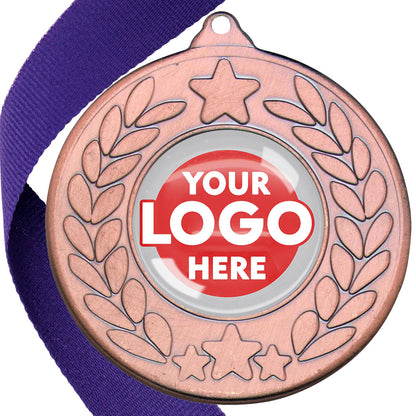 The Glossy 50mm Classic Star Medal on a Ribbon MINIMUM ORDER 100
