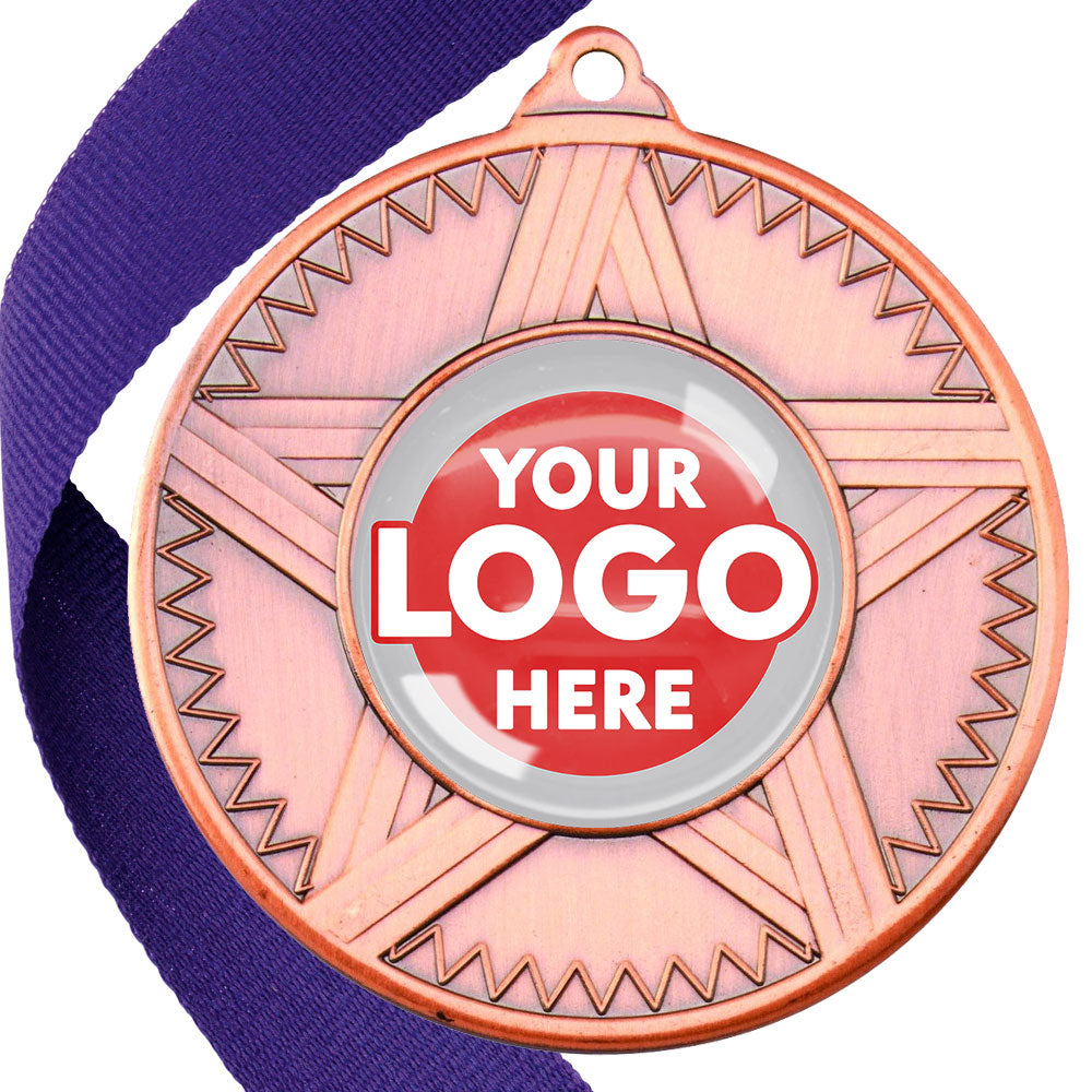 50mm Striped Star Design Medals on Ribbons