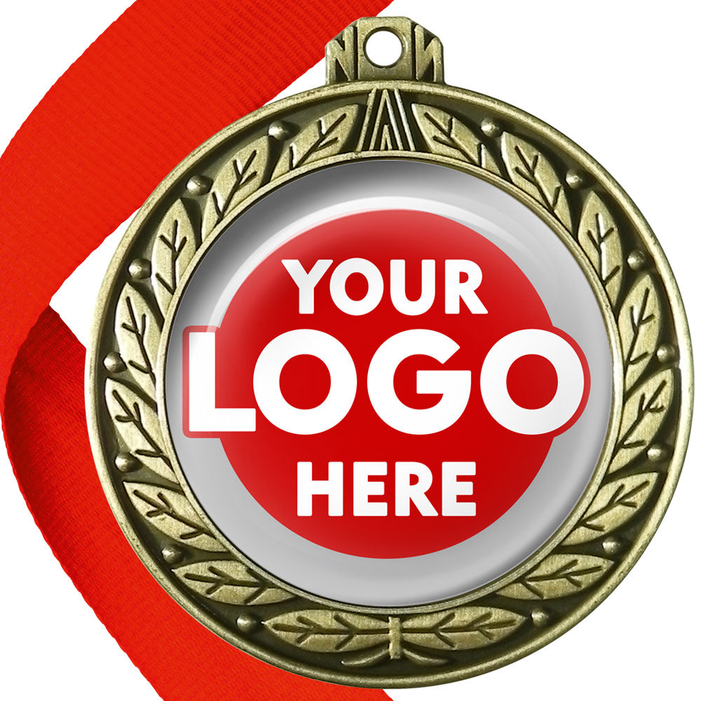 70mm Deluxe Antique Medal on a Ribbon (Laurel Leaf) MJ1070