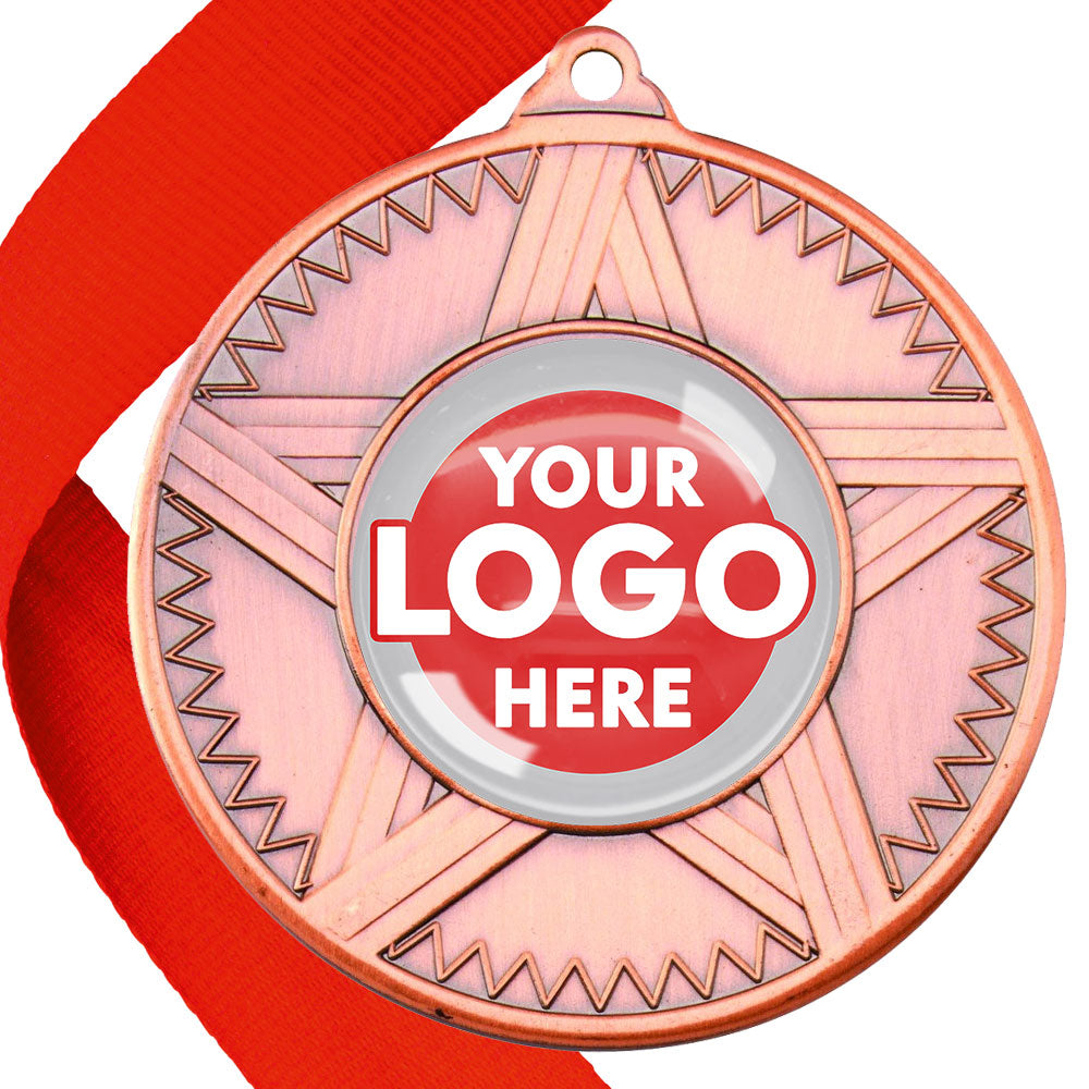 50mm Striped Star Design Medals on Ribbons