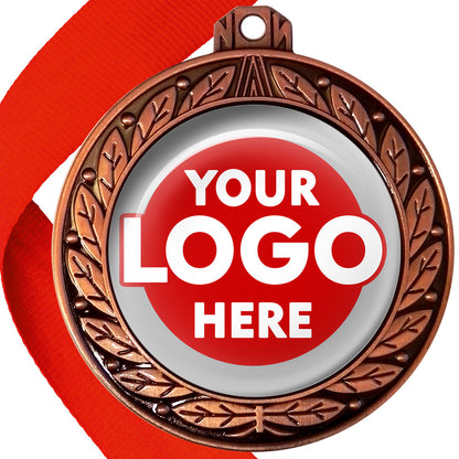 70mm Deluxe Antique Medal on a Ribbon (Laurel Leaf) MJ1070