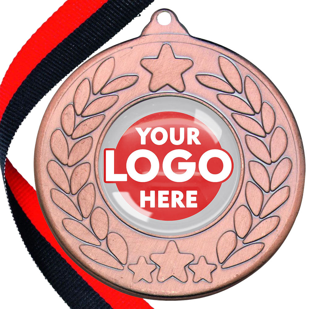 The Glossy 50mm Classic Star Medal on a Ribbon MINIMUM ORDER 100