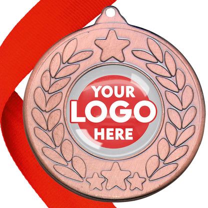 The Glossy 50mm Classic Star Medal on a Ribbon MINIMUM ORDER 100