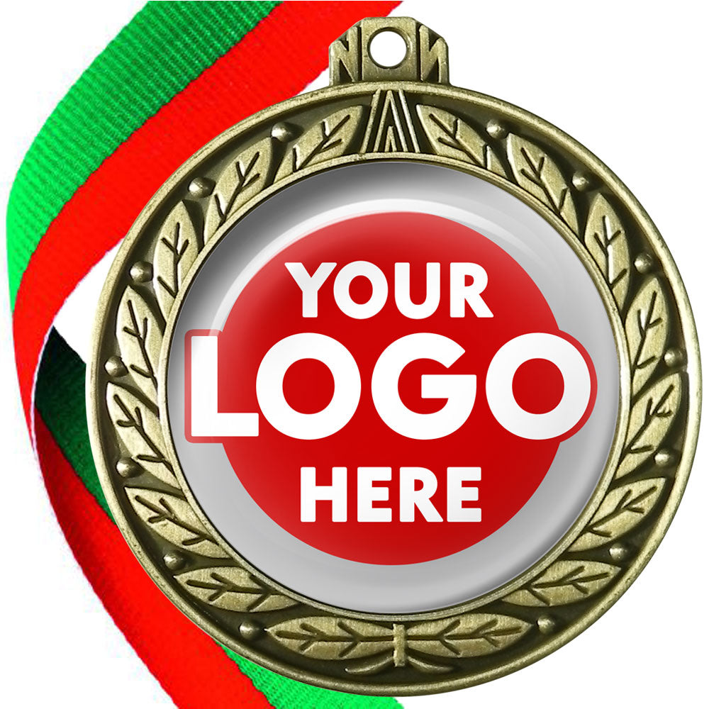 70mm Deluxe Antique Medal on a Ribbon (Laurel Leaf) MJ1070