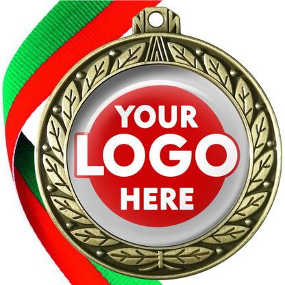 70mm Deluxe Antique Medal on a Ribbon (Laurel Leaf) MJ1070