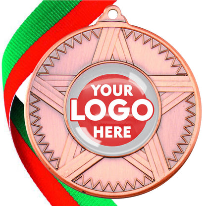 50mm Striped Star Design Medals on Ribbons