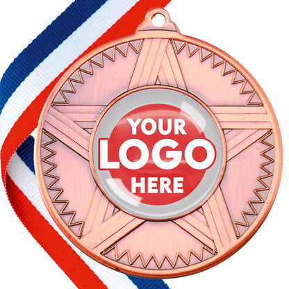 50mm Striped Star Design Medals on Ribbons