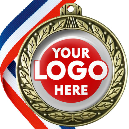 70mm Deluxe Antique Medal on a Ribbon (Laurel Leaf) MJ1070