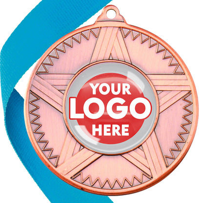 50mm Striped Star Design Medals on Ribbons