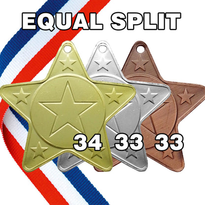 Star Shape Metal Medals  - MINIMUM ORDER 100