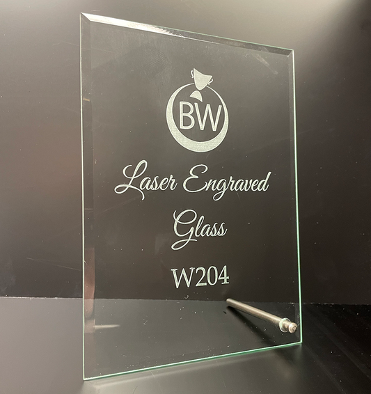 Bevelled Edge Glass Award with Chrome Stand
