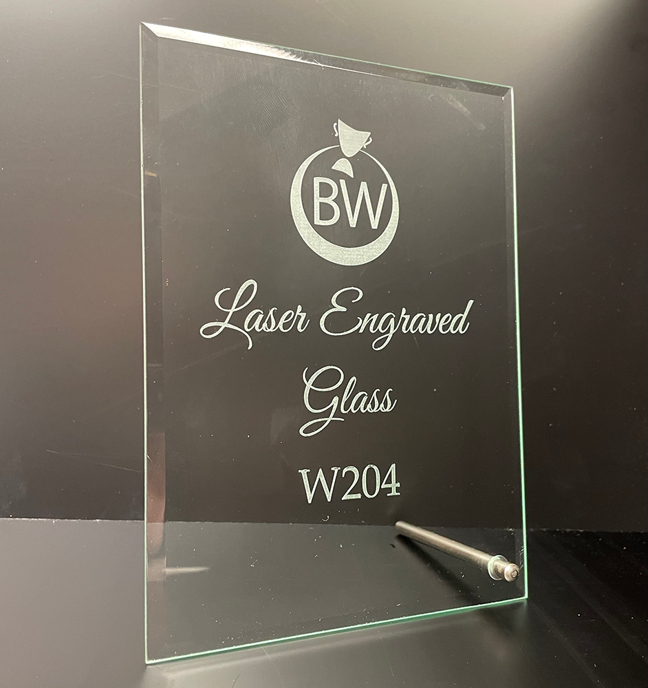 Bevelled Edge Glass Award with Chrome Stand