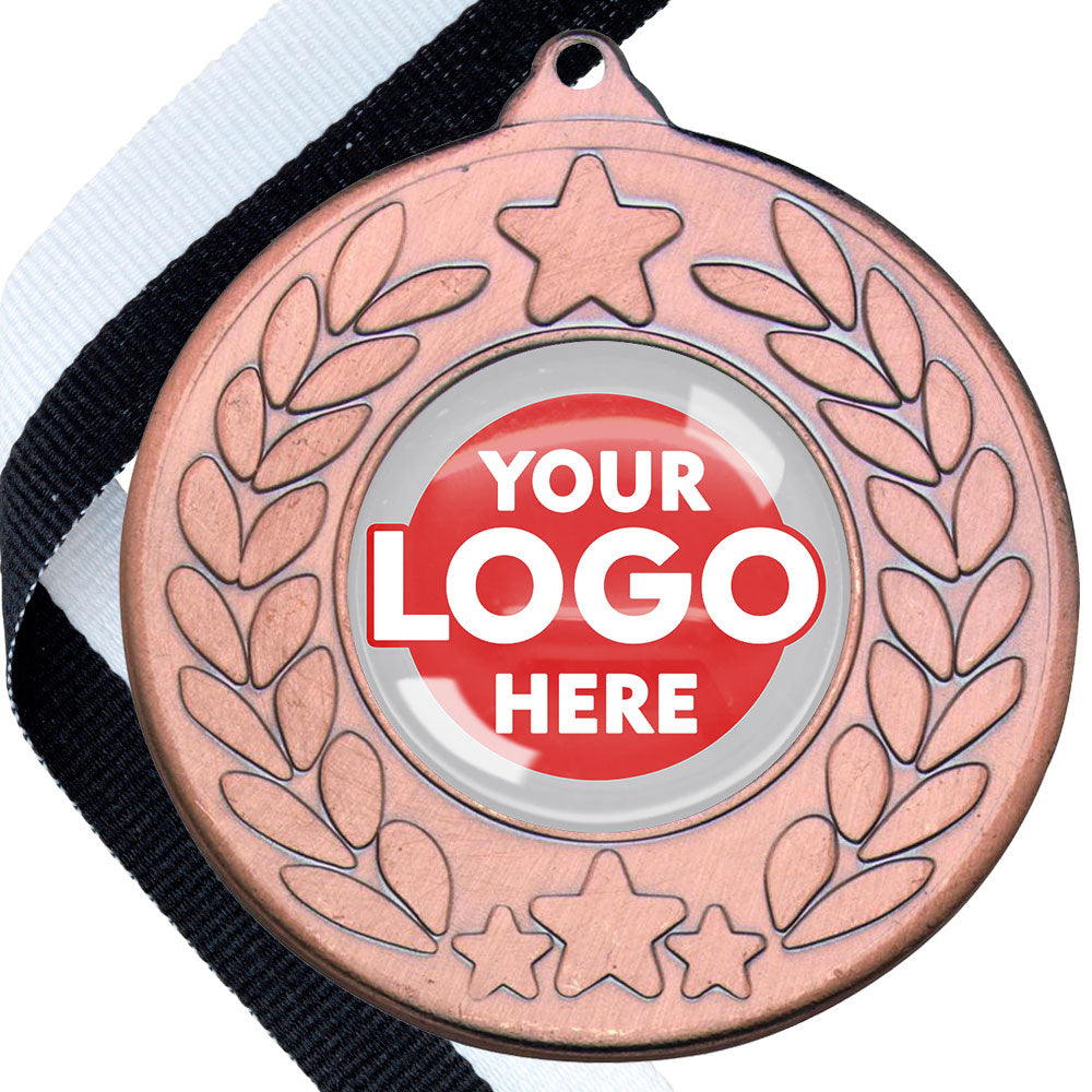 The Glossy 50mm Classic Star Medal on a Ribbon MINIMUM ORDER 100