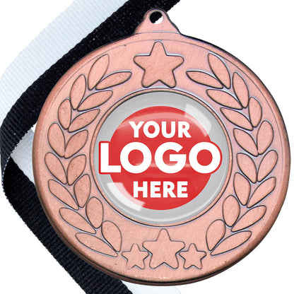 The Glossy 50mm Classic Star Medal on a Ribbon MINIMUM ORDER 100