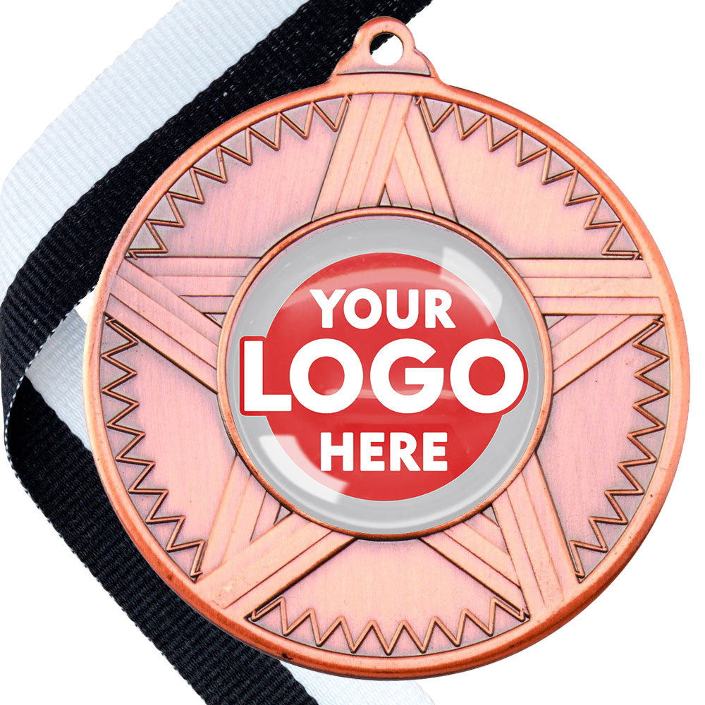 50mm Striped Star Design Medals on Ribbons