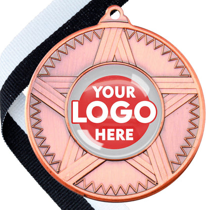 50mm Striped Star Design Medals on Ribbons