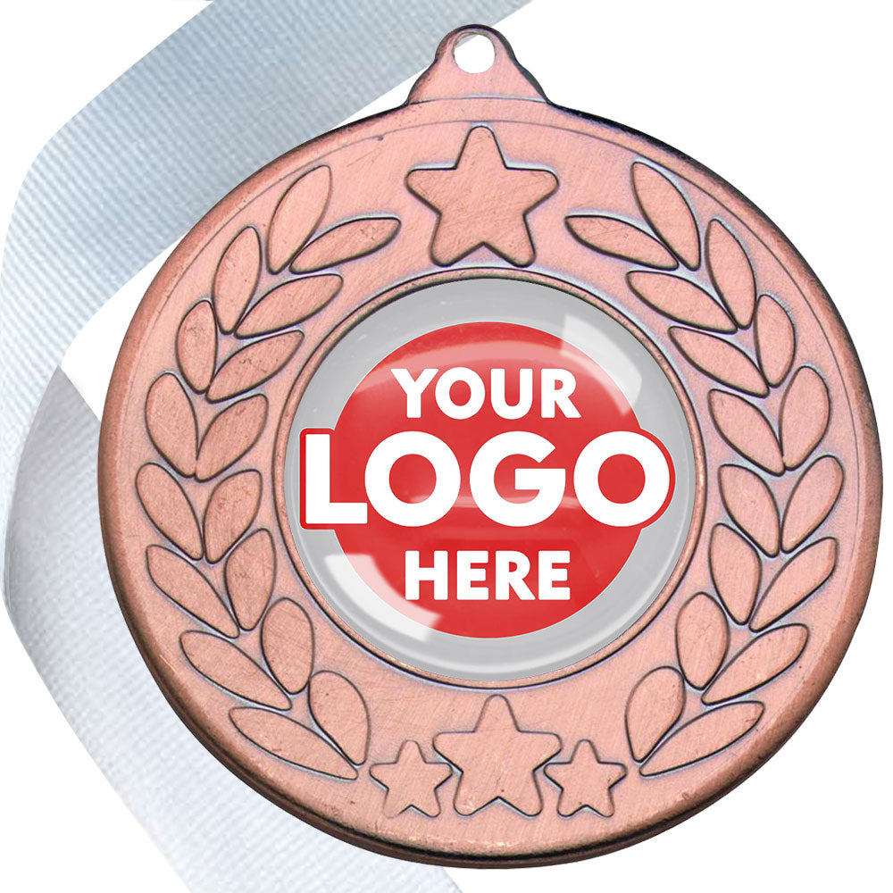 The Glossy 50mm Classic Star Medal on a Ribbon MINIMUM ORDER 100
