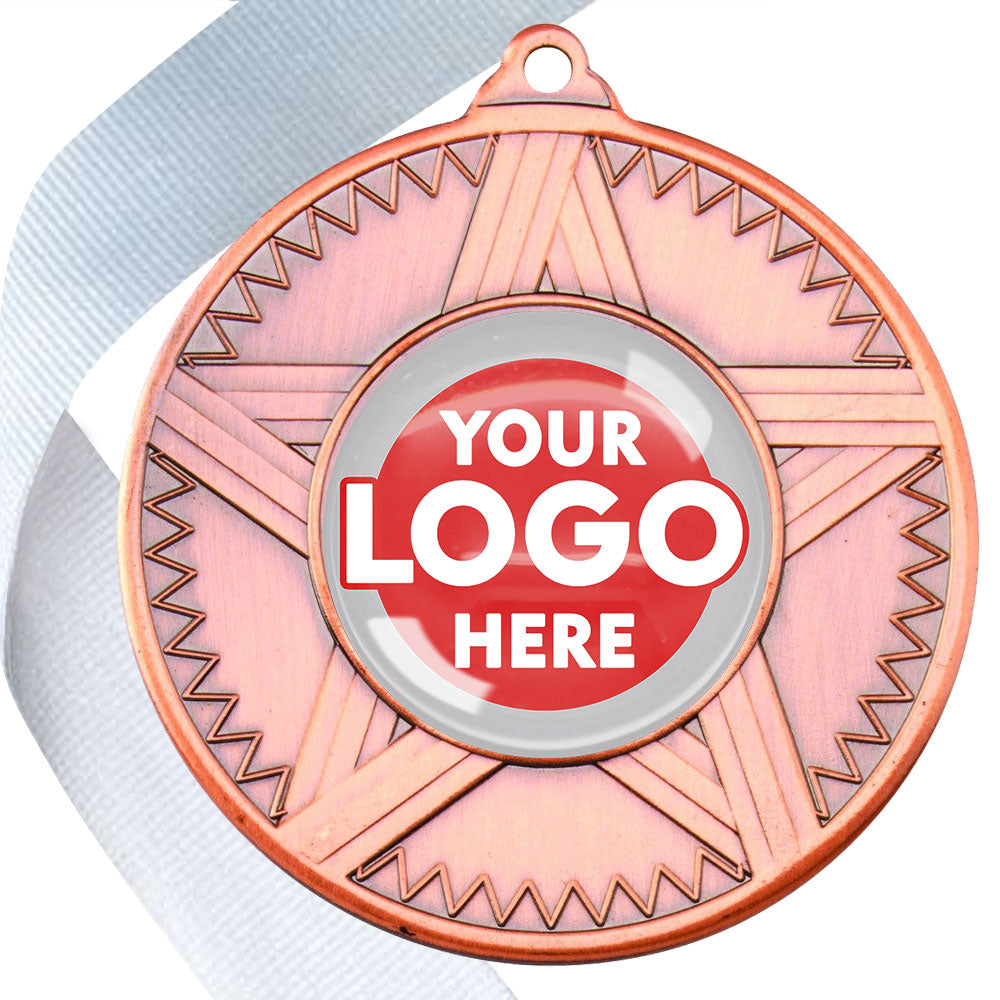 50mm Striped Star Design Medals on Ribbons