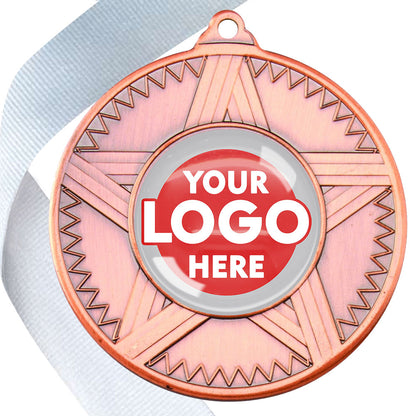 50mm Striped Star Design Medals on Ribbons