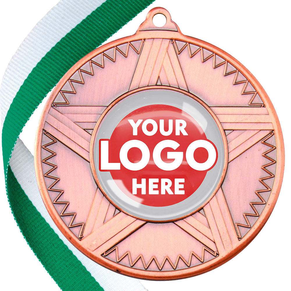 50mm Striped Star Design Medals on Ribbons