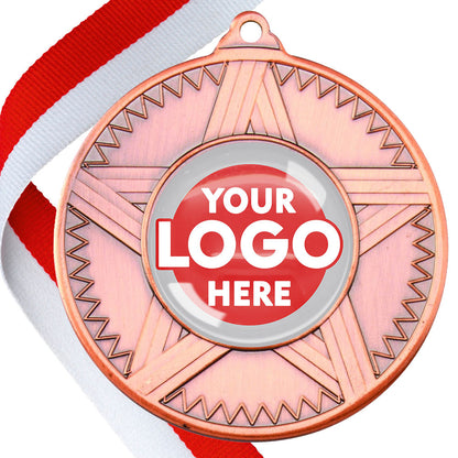 50mm Striped Star Design Medals on Ribbons