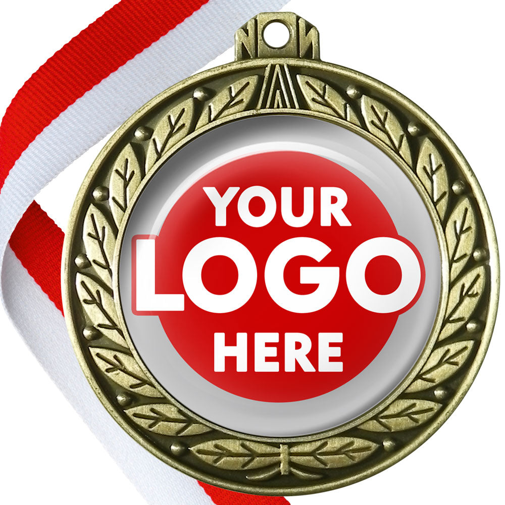 70mm Deluxe Antique Medal on a Ribbon (Laurel Leaf) MJ1070